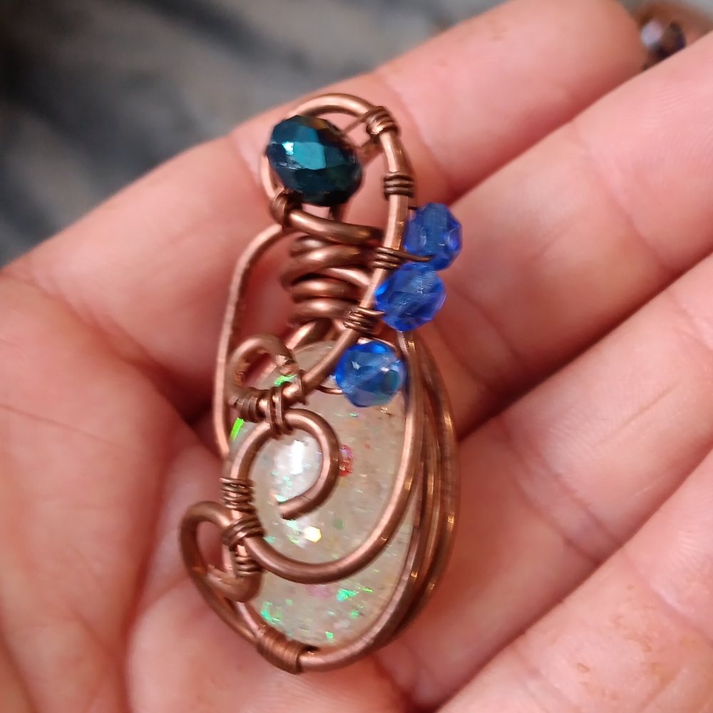 Resin false opal pendant